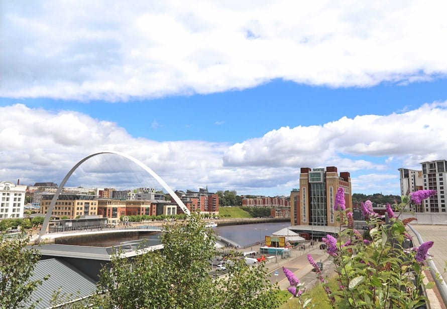 Newcastle Millenium Bridge and scenic views of the River Tyne