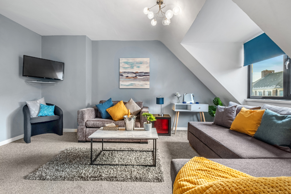 Sandyford Apartment - living room with comfortable seating area