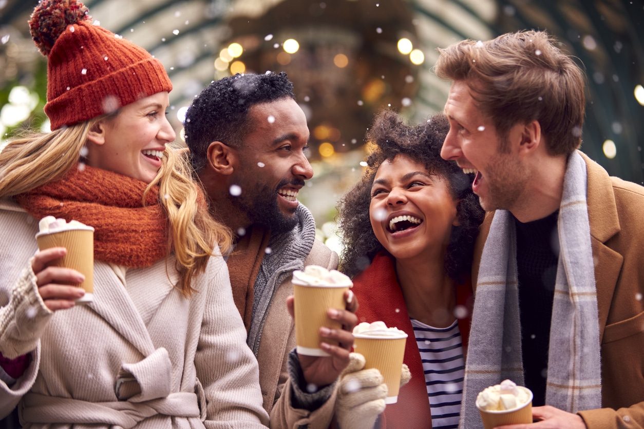 Friends enjoying the Newcastle Christmas Market